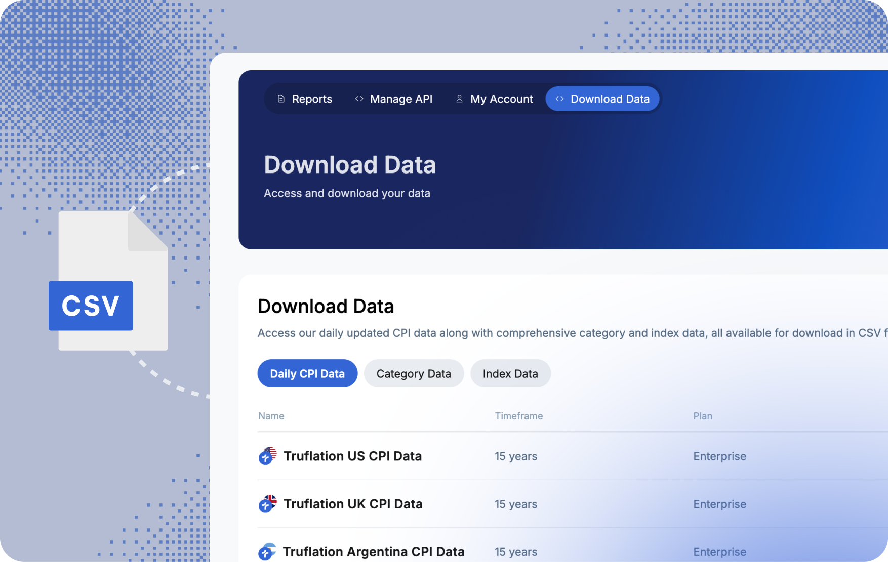 API integration and data export view